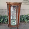 A Rare Near Pair of 20th Century French Style Vitrine / Display Demi Lune Cabinets With Brass Gallery And Fittings and Mirror Interior - Image 13