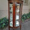 A Rare Near Pair of 20th Century French Style Vitrine / Display Demi Lune Cabinets With Brass Gallery And Fittings and Mirror Interior - Image 14