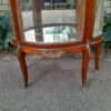 A Rare Near Pair of 20th Century French Style Vitrine / Display Demi Lune Cabinets With Brass Gallery And Fittings and Mirror Interior - Image 15