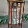A Rare Near Pair of 20th Century French Style Vitrine / Display Demi Lune Cabinets With Brass Gallery And Fittings and Mirror Interior - Image 19