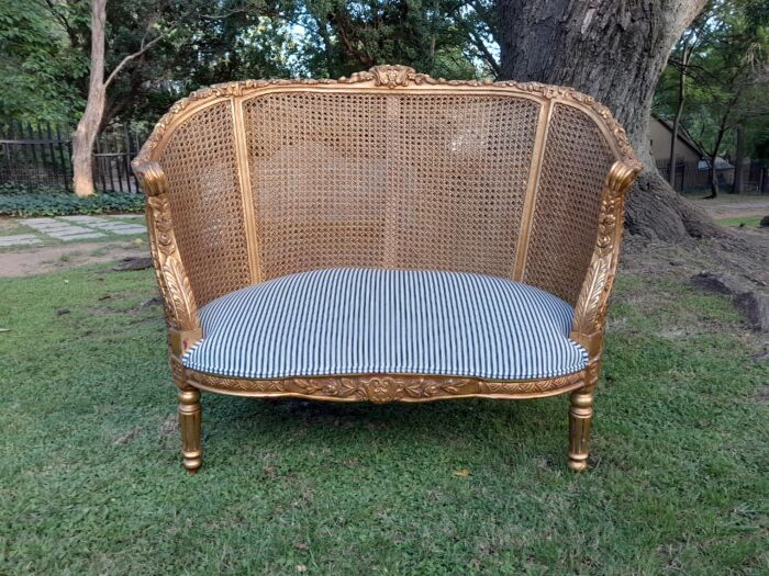 A French Style Giltwood Rattan Bergere Extra Large Chair - Image 2