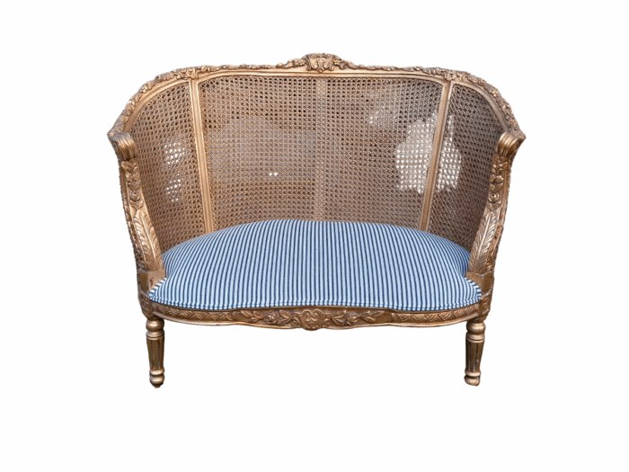 A French Style Giltwood Rattan Bergere Extra Large Chair