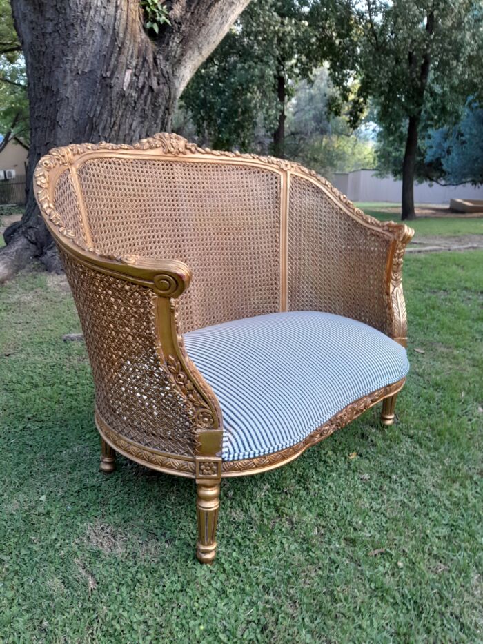 A French Style Giltwood Rattan Bergere Extra Large Chair - Image 4