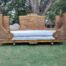 A French Style Hand Gilded Rattan Settee / Day Bed With Seat Cushion
