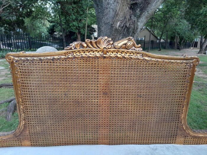 A French Style Hand Gilded Rattan Settee / Day Bed With Seat Cushion - Image 8