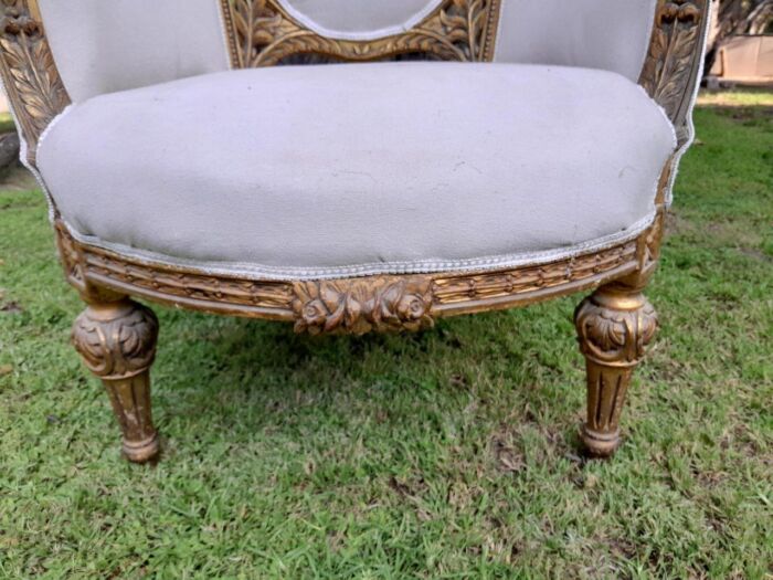 A Pair Of French Style Giltwood Ornate Arm Chairs - Image 4