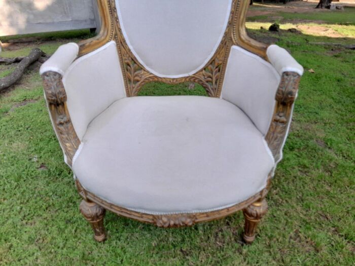 A Pair Of French Style Giltwood Ornate Arm Chairs - Image 5