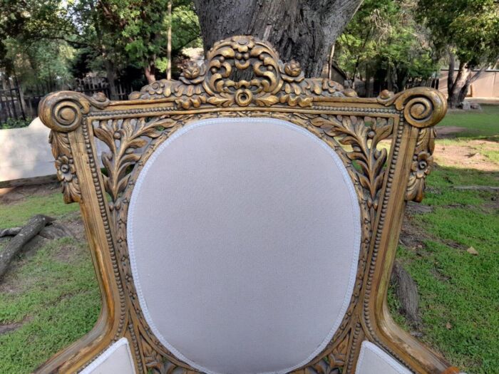 A Pair Of French Style Giltwood Ornate Arm Chairs - Image 6