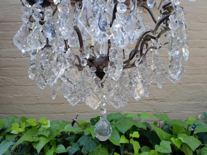 A French Style Brass & Crystal Chandelier - Image 3