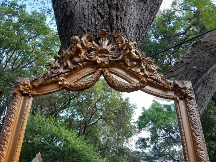 A French Rococo Style Ornately Carved & Gilded Bevelled Mirror - Image 5