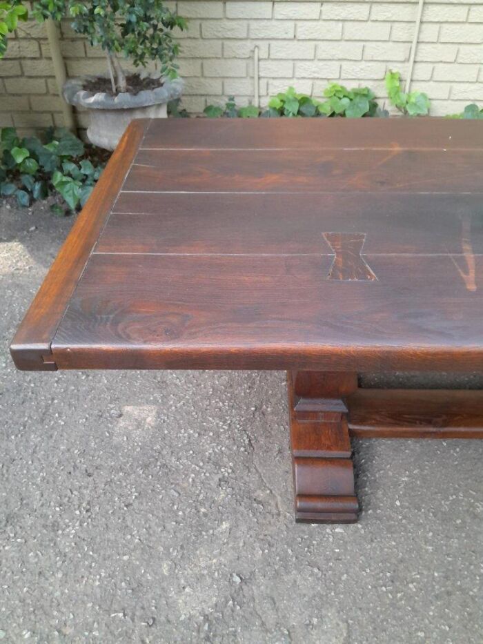 A 20th Century French Style Oak Refectory Table Or Twelve Seater Dining Table - Image 9