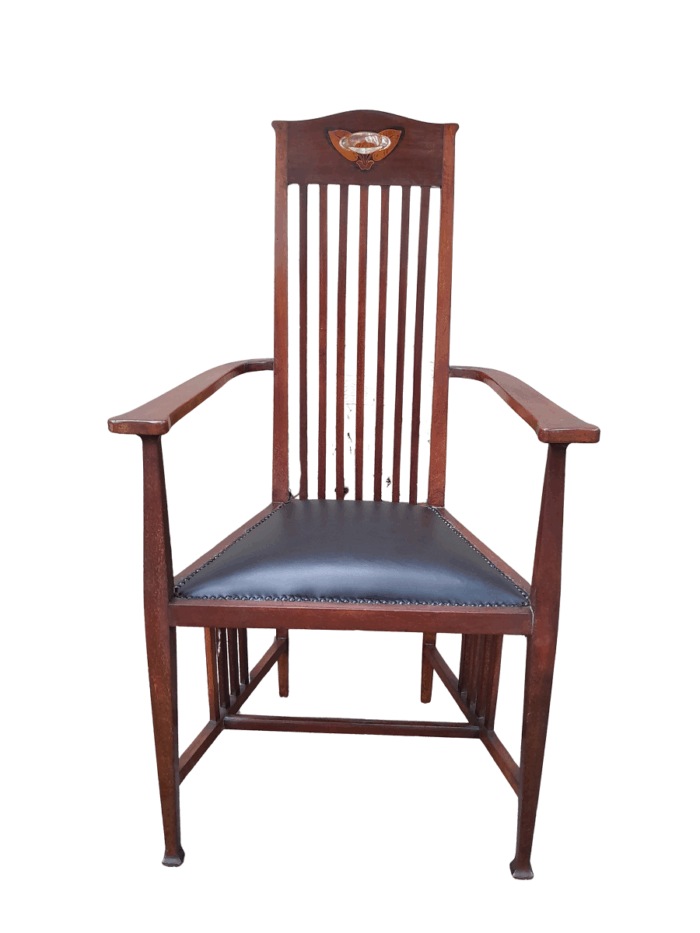 An Antique Early 19th Century Mahogany Inlaid Armchair By E. Wyburd