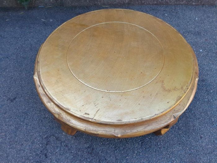 A Hand Gilded Pair Of Carved Wooden Foot Stools / Tuffets Upholstered In Deep Buttoned Leather  - Image 6