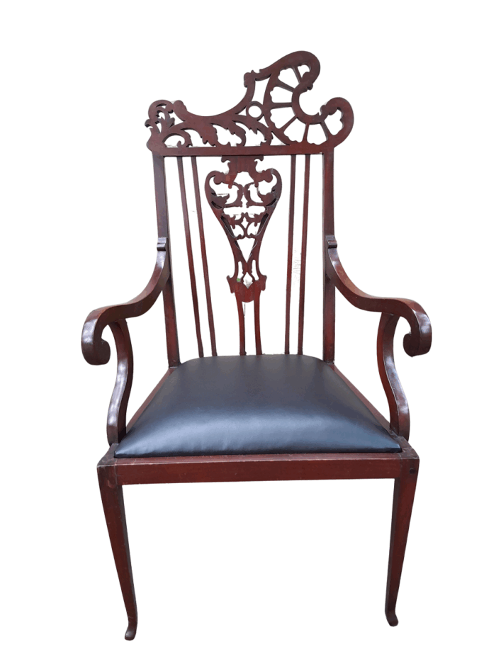 An Antique Edwardian Carved Mahogany Armchair