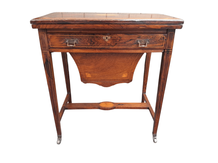 An Antique Edwardian Rosewood And Inlaid Chess / Games Table on Castors