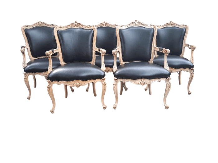 A 20TH Century Set Of Five Carved Fruitwood Chairs In A Contemporary Original Wood Finish