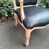A 20th Century French Style Pair of Fruitwood Armchairs in a Contemporary Wood Finish and Upholstered in Leather - Image 6