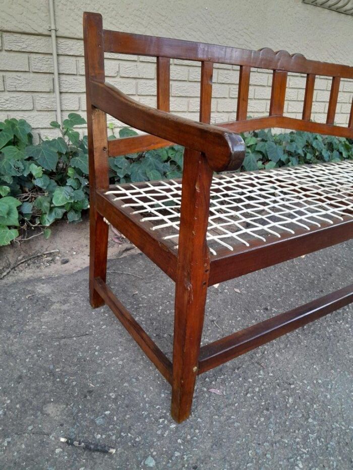 A 19th Century Cape Stinkwood and Fruitwood Riempie Bench - Image 4