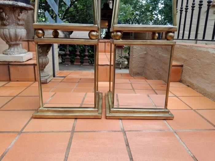 A Pair of Designer Decorative Mirror and Antique Gold Ball Obelisks For Table or Floor and Custom-Made for The Crown Collection - Image 4