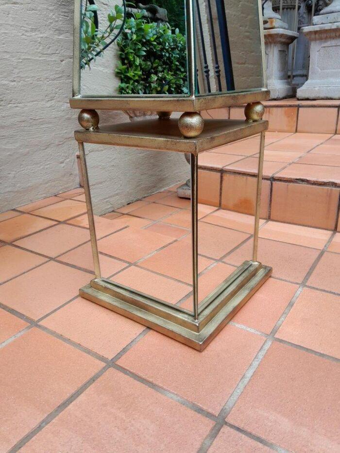 A Pair of Designer Decorative Mirror and Antique Gold Ball Obelisks For Table or Floor and Custom-Made for The Crown Collection - Image 7