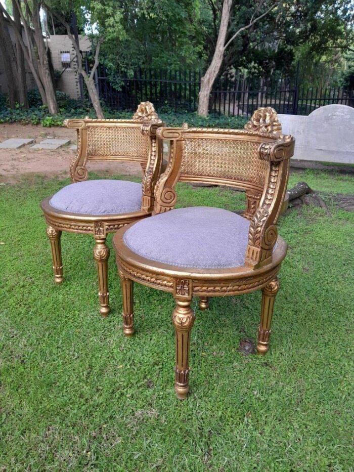 A Pair of French Louis XVI Style Carved and Rattan Chairs - Image 3