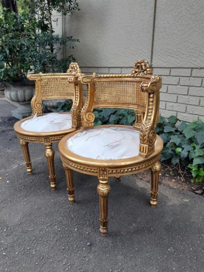 A Pair of French Louis XVI Style Carved and Rattan Chairs - Image 9