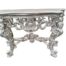 A 20th Century Ornately Carved Gilt Console / Drinks Table With Cream Marble Top