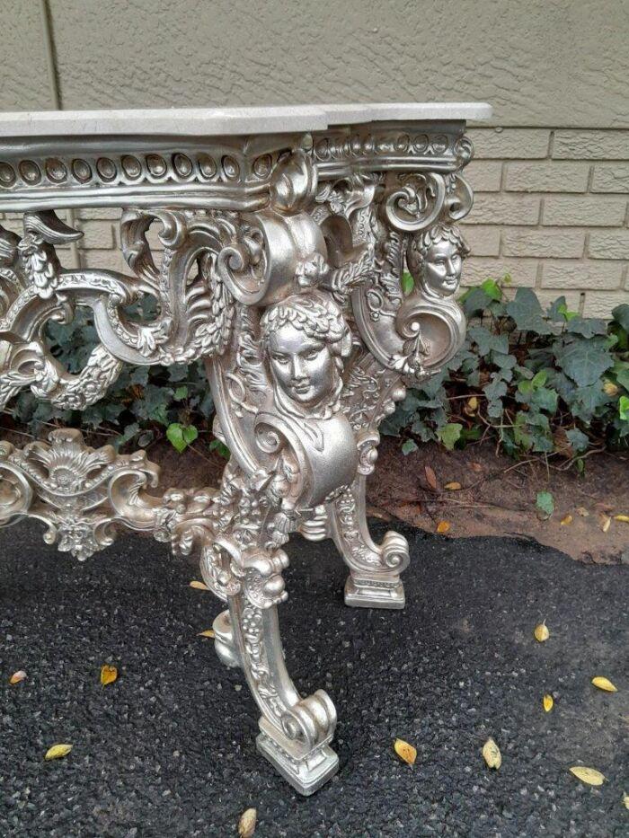 A 20th Century Ornately Carved Gilt Console / Drinks Table With Cream Marble Top - Image 6