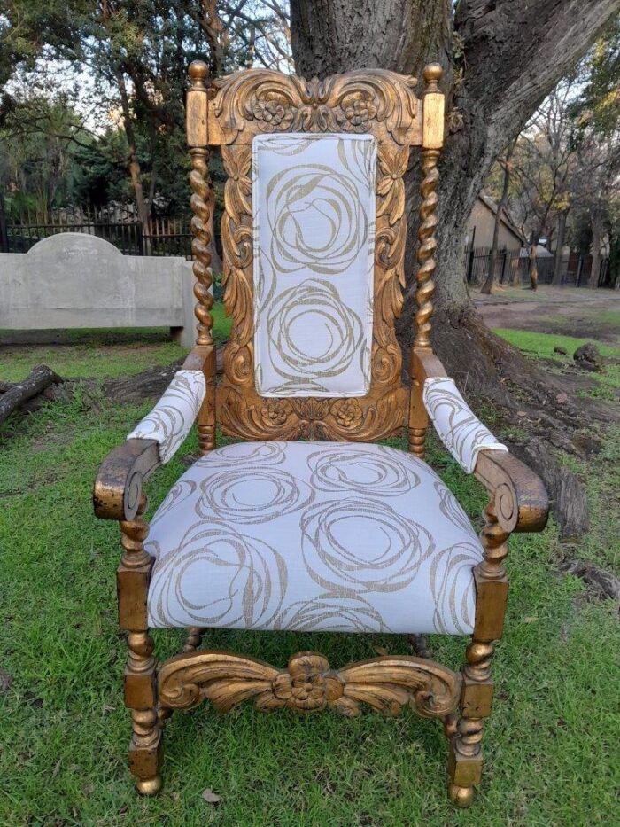 A 20th Century Pair Of Giltwood / Gilded Throne / Arm Chairs - Image 5