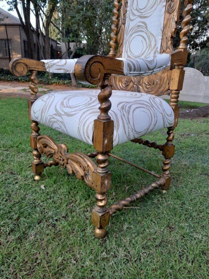 A 20th Century Pair Of Giltwood / Gilded Throne / Arm Chairs - Image 6
