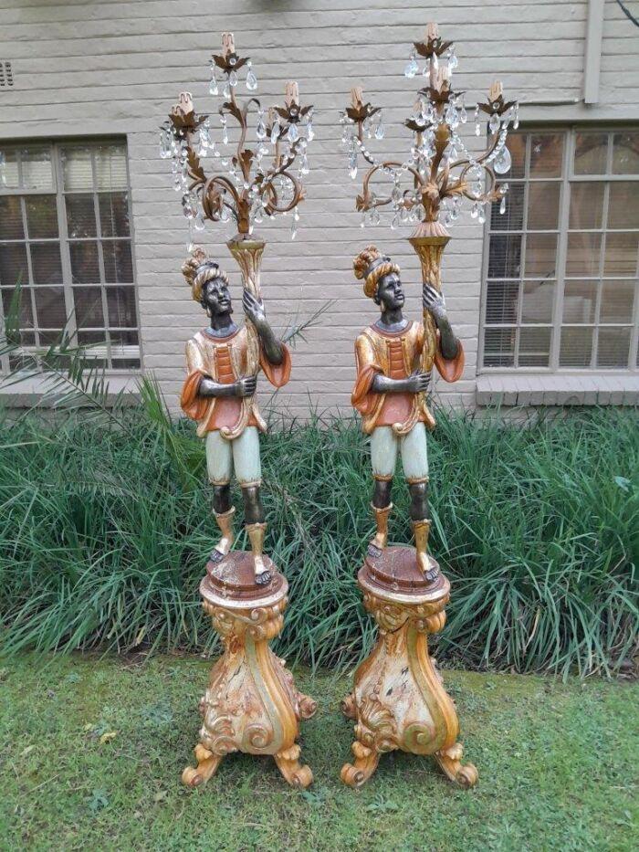 A 20th Century Pair Of Venetian Blackamoor Torchiers - Image 2