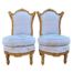 An Antique Early 20th Century French Pair Of Louis XV Style Heavily Carved Gilt Wood Slipper Chairs
