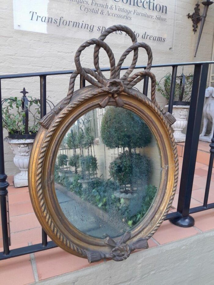 An Antique Early 20th Century / Circa 1910 Oval Gilt Mirror - Image 2