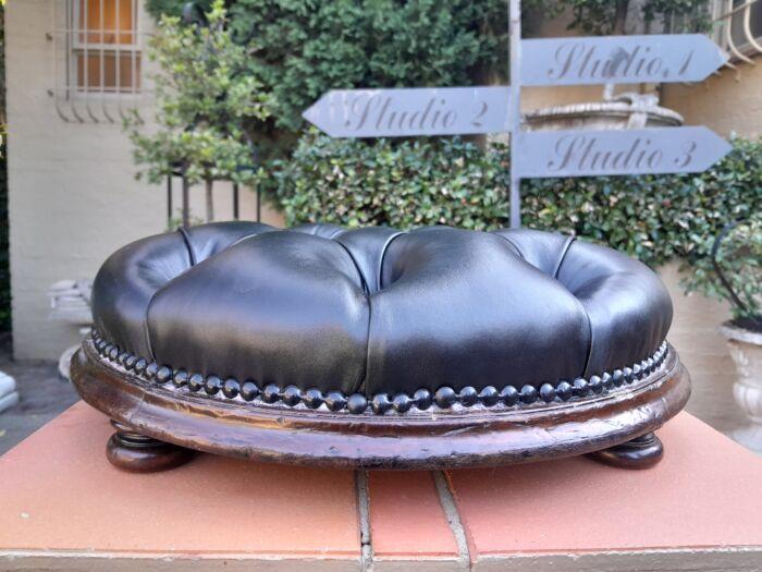 An Antique Victorian 20th Century / Circa 1880s Mahogany Foot Stool On Bun Feet In A Hand Gilded Finish - Image 2