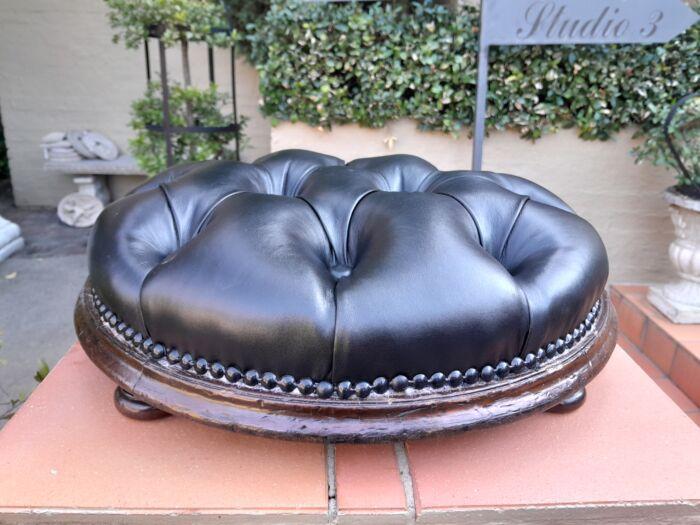 An Antique Victorian 20th Century / Circa 1880s Mahogany Foot Stool On Bun Feet In A Hand Gilded Finish - Image 3