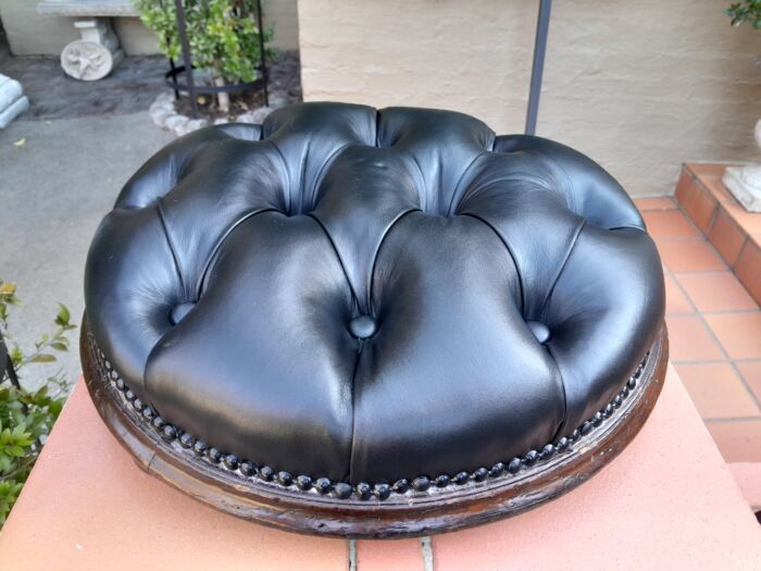 An Antique Victorian 20th Century / Circa 1880s Mahogany Foot Stool On Bun Feet In A Hand Gilded Finish - Image 4
