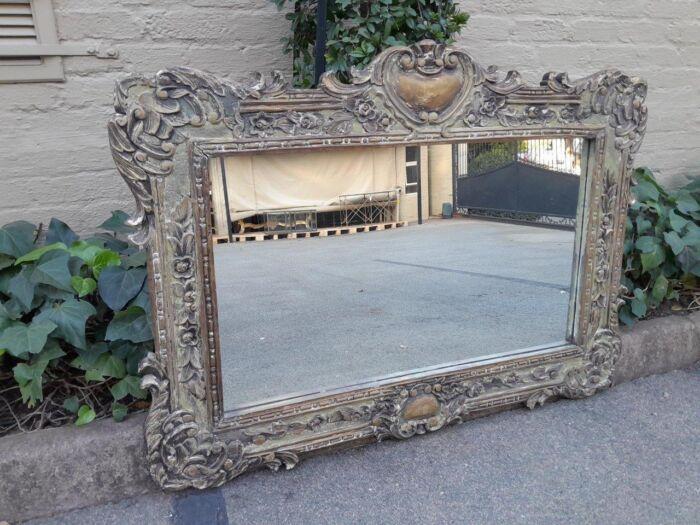 A 20th Century Victorian Style Heavily Carved Gilt And Green Mirror - Image 2