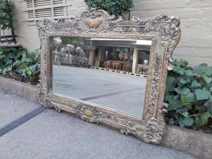 A 20th Century Victorian Style Heavily Carved Gilt And Green Mirror - Image 3