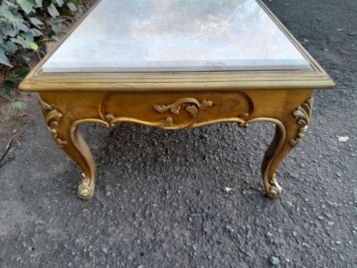 A 20th Century French Style Carved And Gilt Wood Coffee Table With Cream Marble Top - Image 6