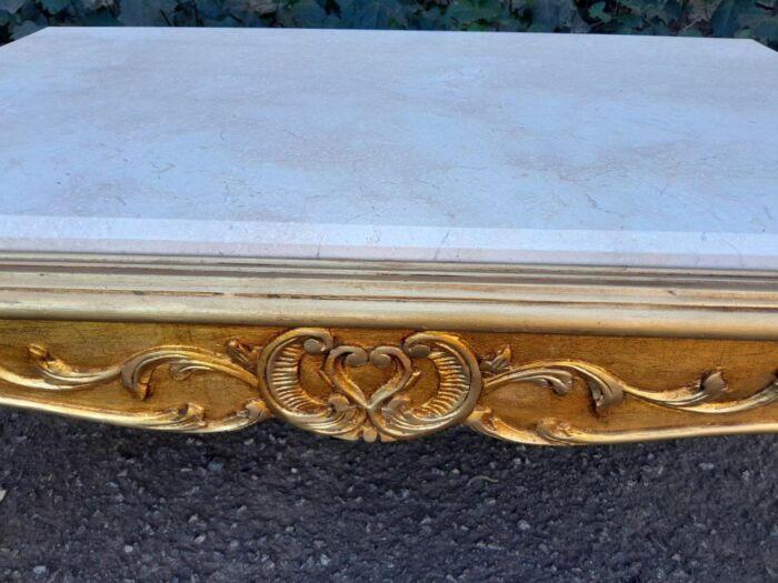 A 20th Century French Style Carved And Gilt Wood Coffee Table With Cream Marble Top - Image 8