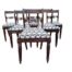 An Antique Regency Carved Rosewood Set Of Chairs With Rattan Seats And Upholstered Designer Fabric Drop In Seats