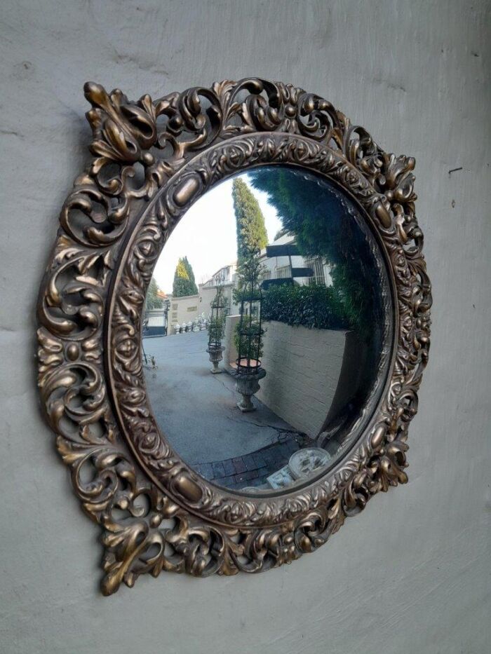 A 20th Century Ornately Carved Convex Mirror - Image 2