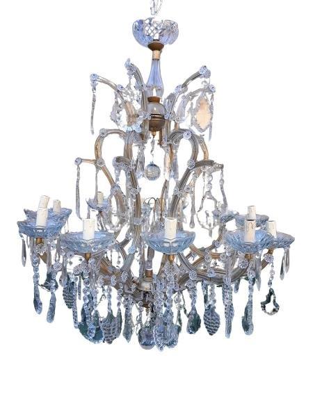 A 20th Century French Style Crystal Chandelier With Twelve Lights