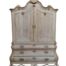 An Antique Dutch / Belgium Carved Oak Bombe / Cabinet / Armoire With  In A Contemporary Bleached Finish