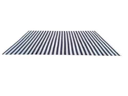 A Large Size Woven Cotton Dhurrie / Kelim Carpet / Rug In Black And White Stripe Nd