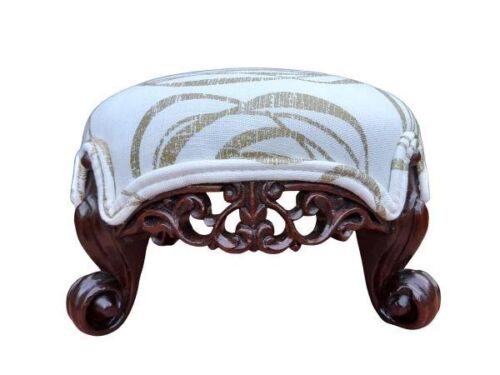 An Antique 19th Century Circa 1820s Carved Walnut Footstool Has British Antique Dealers Association Stamp