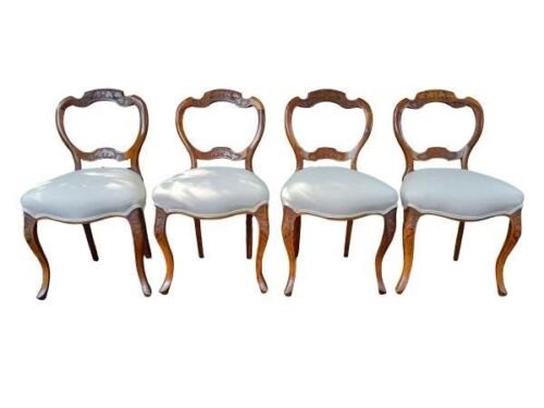 An Antique Victorian Set Of Four Mahogany Balloon Back Chairs