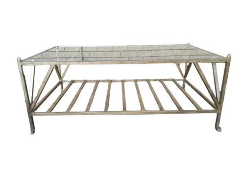 A Wrought Iron And Gilded Coffee Table With Bevelled Glass Top Custom-Made For The Crown Collection