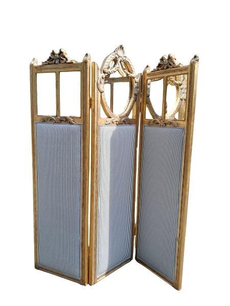 A 20TH Century French Style Screen With Mirror