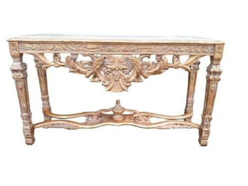 A French Style Ornately Carved Console/Drinks Table In A Gilded Finish